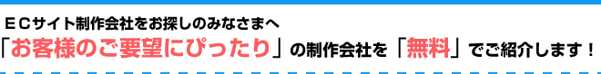 これから新規ECサイトを立ち上げの小売店、ネットショップ様へ「売上を上げるEC制作会社」を「無料」でご紹介いたします。